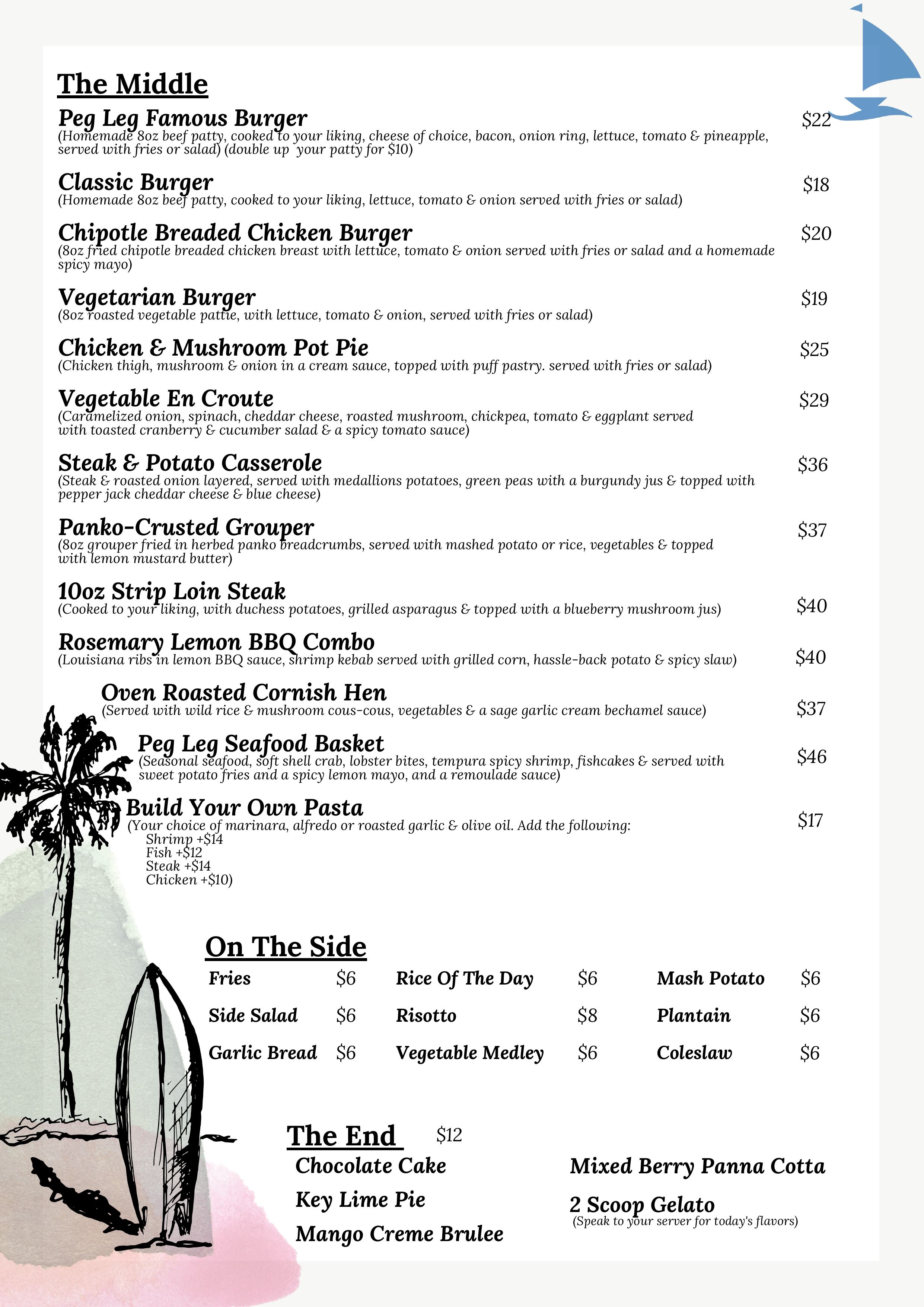 Peg Leg Dinner Menus 2024 5 Images 1